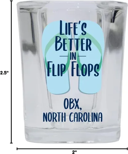 Vista 3 de R and R Imports Obx North Carolina Beach Souvenir - Vaso de chupito de base cuadrada, 2 onzas, individual