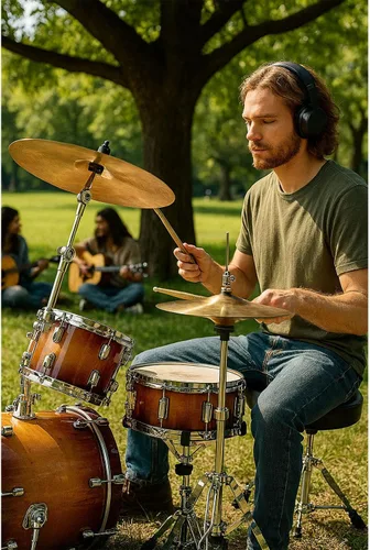 Vista 2 de Soporte de platillos de pluma de doble soporte altura ajustable de 27.5 a 52.7 pulgadas, patas de doble refuerzo resistente, soporte de pluma