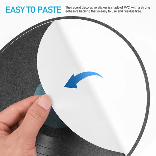 Vista 2 de MAGICLULU Discos de vinilo para decoración de pared de 8.66 pulgadas, decoración de discos retro para el hogar, dormitorio, sala de estar, estudio