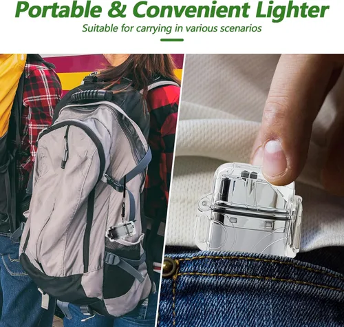 Vista 6 de SKRFIRE Arc Plasma Electric Lighter USB Rechargeable Windproof Lighter Cool Lighters Waterproof with LED Flashlight and Whistle for Camping Travel