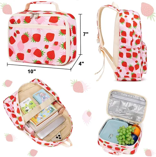Vista 4 de CAMTOP - Conjunto de mochila y lonchera con estampados divertidos para niños de preescolar y primaria