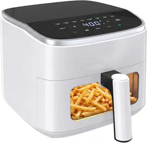 Vista 11 de Sweetcrispy Freidora de aire de 4 cuartos con ventana, freidora digital de 1500 W con 8 preajustes, temporizador de 60 minutos, máximo 400 °F