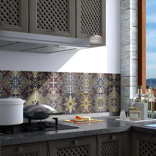 Vista 5 de 20 calcomanías de vinilo metálico para azulejos de cocina y baño, autoadhesivas para despegar y pegar en azulejos de transferencia, 4 x 4 pulgadas