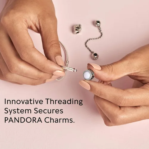 Vista 6 de Pandora Moments - Pulsera de cadena de serpiente con cierre de corazón, dijes compatibles con momentos, pulsera para mujer, regalo para ella