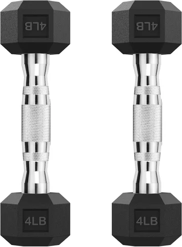 Vista 41 de HANDBODE Juego de 2 mancuernas hexagonales de 2.5 a 65 libras con revestimiento de goma, mancuernas para ejercicio y fitness, peso de mano