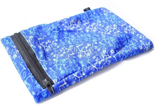Vista 6 de Muñequera con 2 bolsillos, cartera, para teléfono celular, para tobillo, banda de sudor, para brazo, bolsa oculta, para viajar, correr, Azul