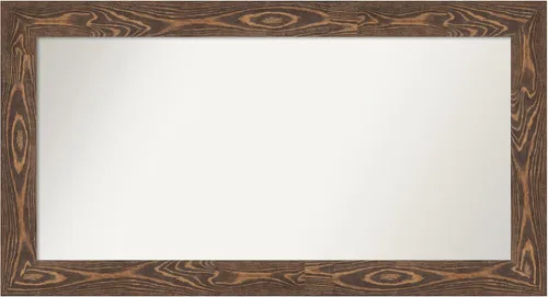 Vista 116 de Amanti Art Espejo de baño marrón para sobre fregadero, 26 x 26 pulgadas, espejo de tocador cuadrado marrón rústico Alexandria, marco de madera