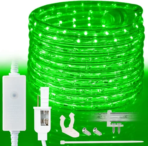 Vista 21 de 76 LEDs, cuerda de luz LED naranja exterior de 10 pies, 8 modos, iluminación exterior permanente impermeable para exteriores, funda de PVC