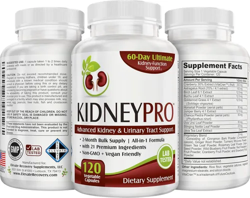 Vista 4 de Kidney-Pro: con 21 suplementos de salud renal en 1 fórmula (soporte total del riñón), 120 cápsulas.