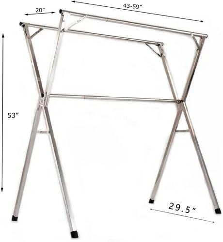 Vista 5 de AIODE Estante de secado de ropa para ropa plegable sin instalación Estante ajustable de acero inoxidable para ropa