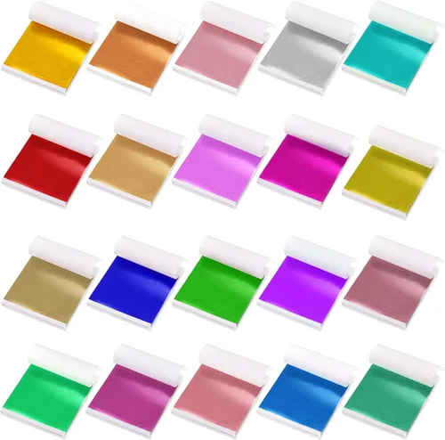 Sadnyy 1000 hojas de 20 colores, hojas de oro de imitación, papel de hoja de oro metálico, papel de hoja de papel de hoja de oro metálico multicolor
