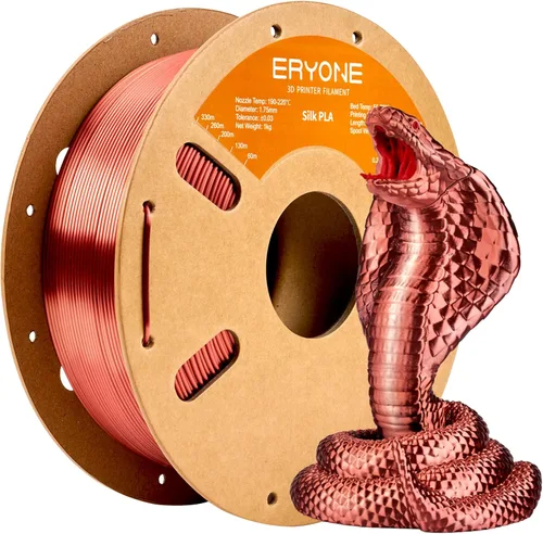 Vista 41 de ERYONE Filamento de ácido poliláctico (PLA) de seda bicolor para impresora 3D, de 1.75 mm +/- 0.03 mm, carrete de cartón de 1 kg (2.2 libras), negro