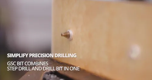 Vista 7 de Drill America 1" Broca escalonada de cobalto con vástago plano de 3 ranuras reducido de 1/2", acabado de óxido dorado para perforar acrílico, acero