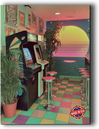 Vista 10 de Bubblegum Pop Art Canvas Wall Art Decor by BCB Print HD Printed & Wooden Framed Wall Art Modern Wall Decor for Bedroom, Living Room, Office
