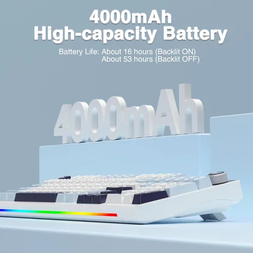 Vista 9 de AULA Teclado mecánico inalámbrico S98 Pro, pantalla y perilla inteligentes, teclado cremoso de tres modos BT5.0USB-C2.4GHz, interruptores lineales