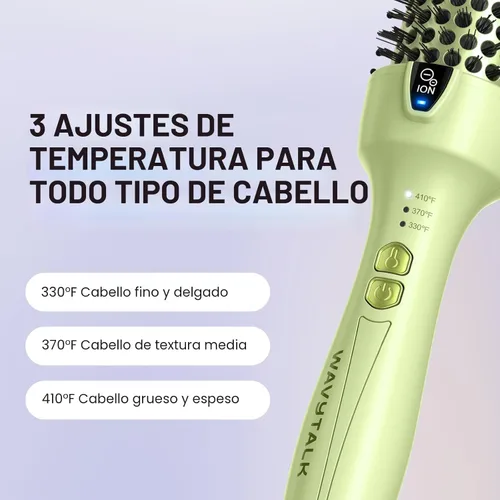 Vista 7 de Wavytalk Cepillo térmico, cepillo redondo iónico de 1.5 pulgadas Blowout Express que crea un aspecto de soplado que hace que el cabello sea más Verde