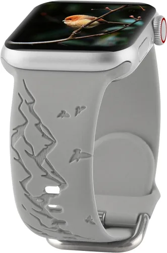 Vista 10 de Mountain Range - Correa de silicona grabada compatible con Apple Watch 38 40 1.614 in 42 44 45 46 1.929 in para mujeres y hombres, correa
