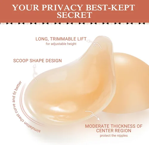 Vista 4 de Sticky Bra Push Up 2 Pairs, Nipple Covers for Women Silicone Adhesive Bra Pasties