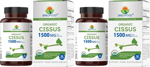 Vista 7 de Brieofood Organic Cissus Quadrangularis 1500mg, 45 porciones, vegetariano, sin gluten, 90 tabletas vegetarianas
