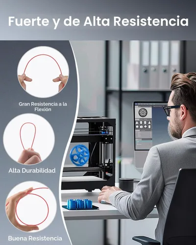 Vista 3 de SUNLU - Filamento PETG de 1.75 mm, resistente para impresora 3D, FDM, encordado ultrabaja, adhesión de capa excepcional y alta tenacidad