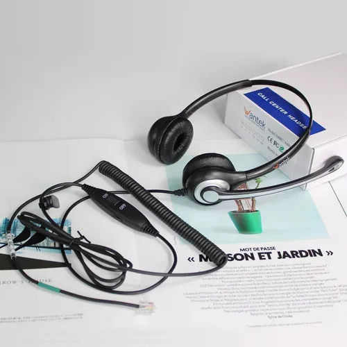 Vista 8 de Wantek Auriculares de teléfono con cable dual con micrófono con cancelación de ruido compatibles con Avaya Aastra Allworx Adtran Alcatel Lucent