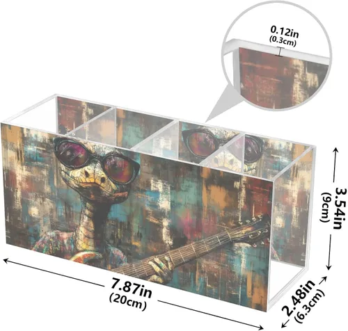 Vista 3 de Acrylic Pen Holder Snake Guitar Sunglass 4 Compartments Funny Cute Cool Acrylic Pencil Pen Holder Cup