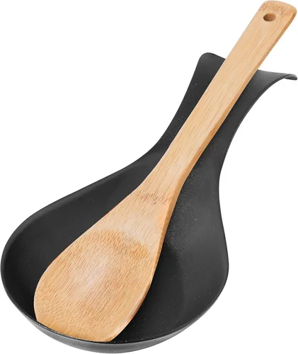 Vista 2 de OGGI Soporte de cuchara de acero inoxidable: mango largo que mantiene los utensilios de cocina en su lugar, gran soporte para cuchara para encimera