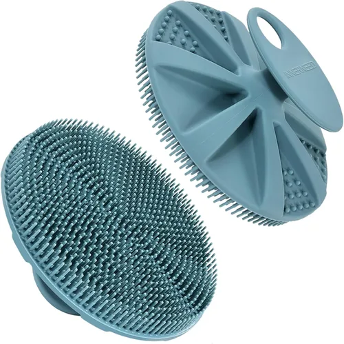 Vista 17 de INNERNEED - Cepillo de ducha de silicona suave de grado alimenticio para el cuerpo, cepillo de limpieza manual, exfoliante suave y hace bien la Rosa