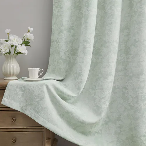 Vista 16 de Beauoop - Cortinas opacas beige con diseño floral jacquard, 2 paneles, para dormitorio/sala, de felpilla, gris pardo, aislantes y a prueba de ruido