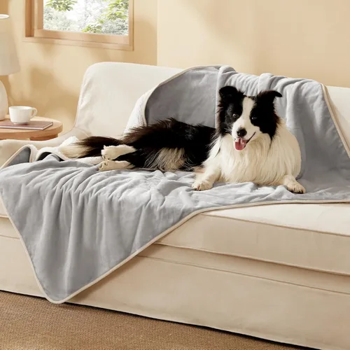 Vista 105 de Bedsure - Mantas impermeables para perros pequeños - Manta de felpa de sherpa con impresión suave lavable para perros y gatos, protector de muebles