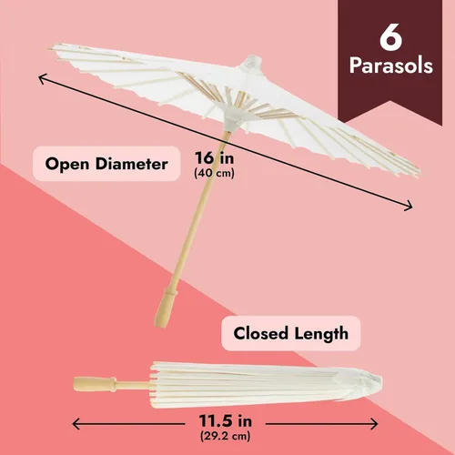 Vista 4 de Juvale Sombrilla de papel para manualidades (15.7 in, 6 unidades)