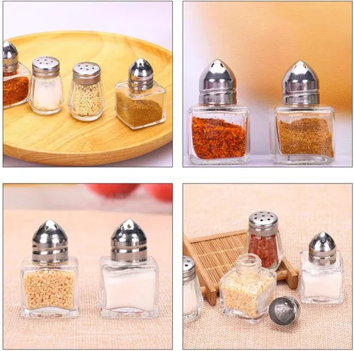 Vista 9 de HEMOTON Mini tarro de especias terrarios traje negro mini terrario condimento frascos mini decorativo barbacoa botella pimienta mini sal sal botella