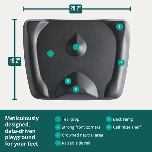 Vista 7 de Topo Mini de Ergodriven La alfombrilla antifatiga no plana de escritorio para permanecer de pie con topografía calculada, Negro obsidiana