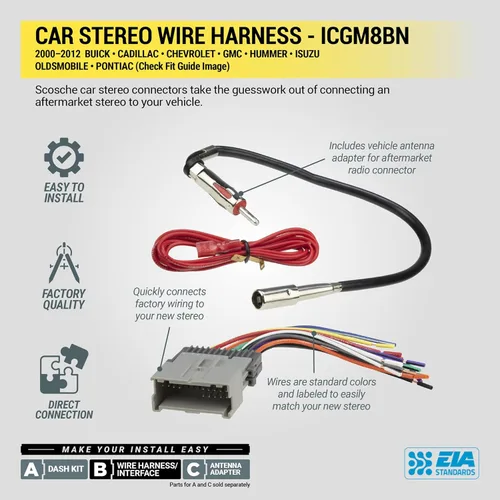 Vista 11 de SCOSCHE Instalar Centric ICGM8BN Solución de instalación básica completa doble DIN para instalar un estéreo del mercado de accesorios compatible