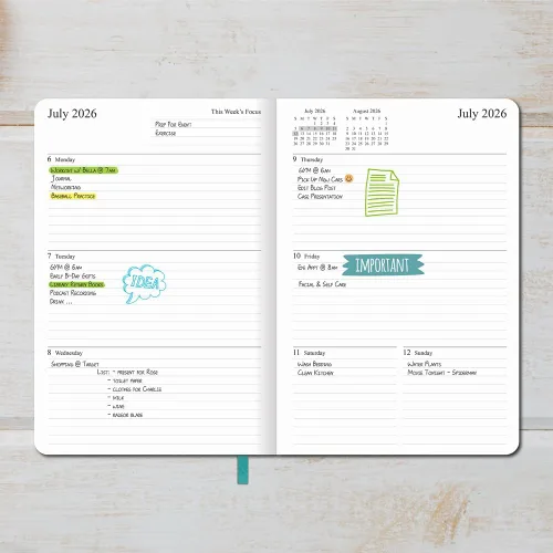 Vista 64 de 26-27 Academic Planner - Weekly and Monthly Planner, Jul 2026 - Jun 2027, Holidays, Contacts and Notes Pages, Vegan Leather Cover, Elastic Closure