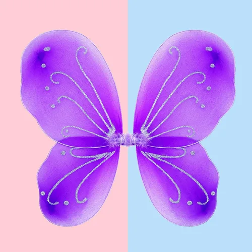 Vista 5 de Alas de hadas para niñas, alas de ángel brillantes, alas de mariposa para fiesta de cumpleaños, disfraz de Halloween