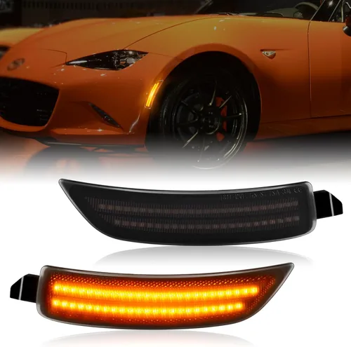 Gempro Luces LED de posición laterales para parachoques delantero ámbar para Mazda MX-5 Miata ND Reflectores 2016-2023, lente ahumada, 2 unidades