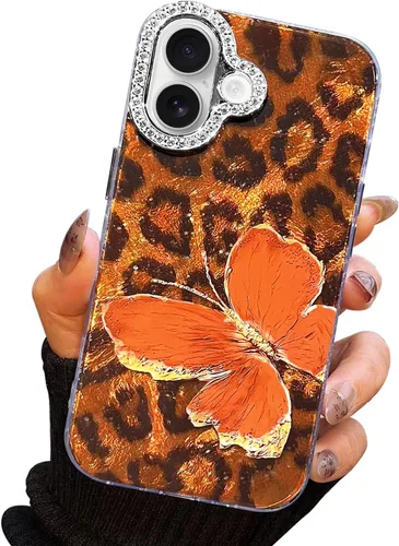 Vista 34 de I-MGAE-IN-AR - Funda diseñada para iPhone 12 y 12 Pro, diseño de mariposa plateada brillante, funda protectora de poliuretano termoplástico, suave