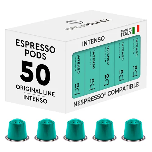 Vista 20 de BrewBlack Cápsulas de café Crema – 50 cápsulas de café de aluminio compatibles con la línea original Nespresso, tostado medio, intensidad 8/12