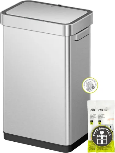 Vista 19 de EKO Nova - Papelera con sensor, 21 galones/80 litros, acero inoxidable, rectangular, sin contacto, con sensor de movimiento, negro mate