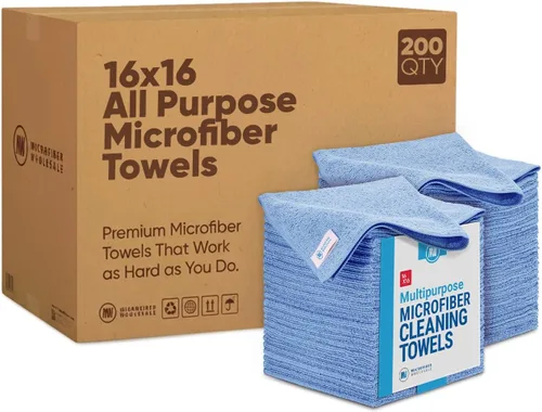 Vista 8 de Microfiber Wholesale Toallas Multiusos de 16" x 16" - Paquete de 50 - Paños de Lavado Reutilizables, Polvo, Cocina, Automóvil, Trapos de Taller