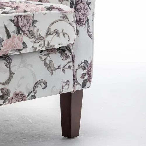 Vista 31 de Sillón clásico con marco de madera de abedul y cómodos reposabrazos enrollados, sillones para sala de estar, dormitorio y decoración de oficina