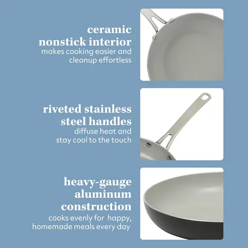 Vista 5 de Sur La Table Kitchen Essentials Potluck Porch Sartén para Freír Profunda de 12 Pulgadas Sartén de Aluminio Libre de PFA Utensilios de Cocina