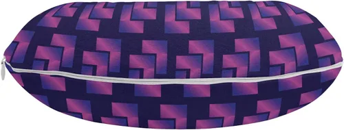 Vista 2 de Ambesonne Synthwave - Almohada de viaje para el cuello, degradado de tono morado con formas geométricas cúbicas futuristas, accesorio de viaje
