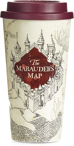 Paladone Taza de café de viaje de Harry Potter Marauders Map (15.2 fl oz) I Solemnly Swear I Am Up To No Good, taza de Harry Potter y regalo para