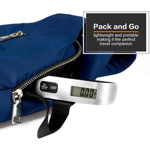 Vista 7 de Báscula digital de equipaje, báscula digital portátil para colgar, báscula digital de equipaje colgante de 110 libras con retroiluminación