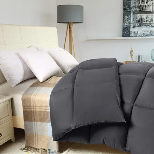 Vista 6 de Utopia Bedding Relleno de edredón Edredón acolchado con pestañas en las esquinas Edredón alternativo cosido en caja King (gris, paquete de 3)