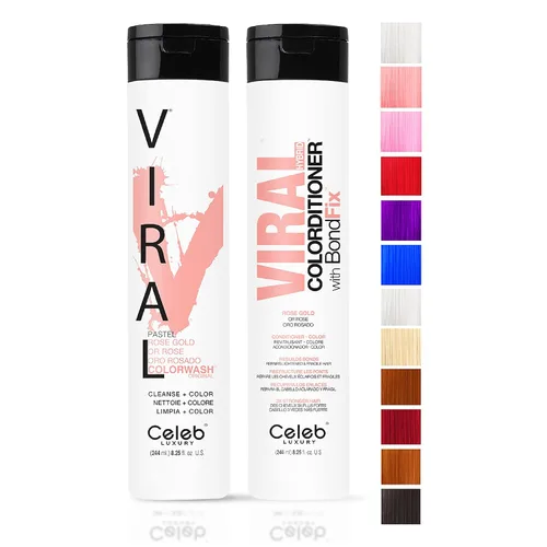 Vista 13 de Celeb Luxury Intense Color Depositing Colorwash Shampoo + BondFix Rebuilder, tinte vegano para el cabello, a base de plantas de origen sostenible