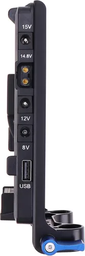 Vista 4 de Placa de fuente de alimentación de batería de montaje en V V-Lock D-tap con sistema de abrazadera de varilla de 0.591 in para cámara DSLR