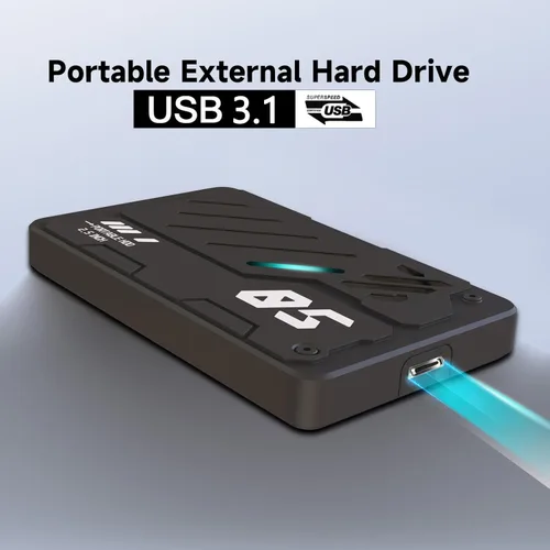 Vista 3 de Disco duro externo portátil ultradelgado USB 3.1 tipo C almacenamiento HDD para PC, portátil, Mac, Xbox one, PS4, PS5 (250 GB)